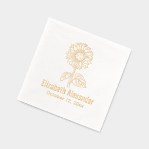 Servilletas Con Brillo Simple Elegante Girasol #4 Nombre Fecha