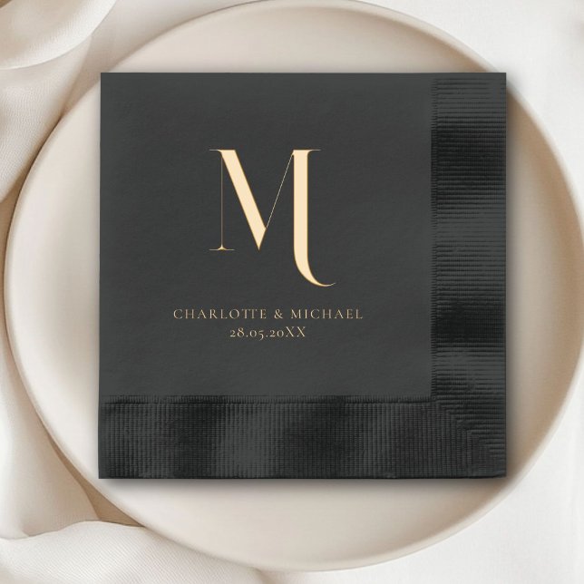 Servilletas Con Brillo Simple, elegante, monograma, boda (Simple, elegant, monogram, wedding foil napkins)