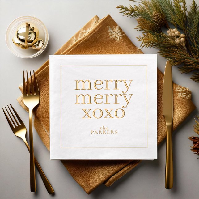 Servilletas Con Brillo Simplemente Merry Merry XOXO Navidades ID1009 (Subido por el creador)