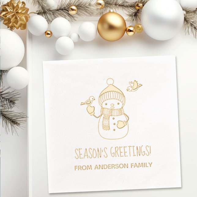 Servilletas Con Brillo Sonriente Snowman Seasons Greetings (Subido por el creador)