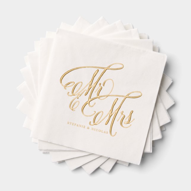 Servilletas Con Brillo Sr. y Sra. Rustic Calligraphy Boda (Insitu (apilados))