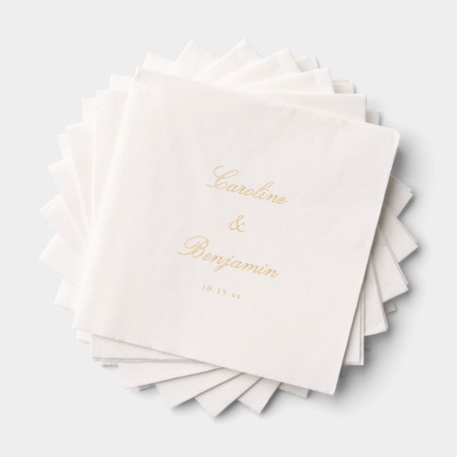 Servilletas Con Brillo Stylish Classic Script Elegant Wedding Custom Gold (Insitu (apilados))