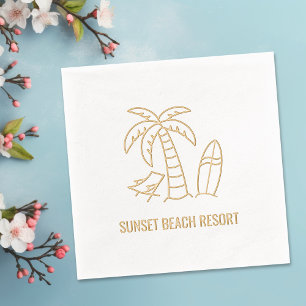Servilletas Con Brillo Summer Beach Palm Surfboard Resort