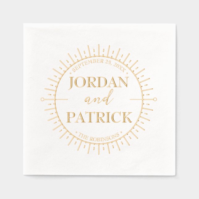Servilletas Con Brillo Sun Rays Celestial Boda personalizado Napkins (Anverso)