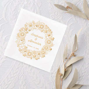 Servilletas Con Brillo Sunflowers, Peonies, Olvídate de mí no Wreath Boda