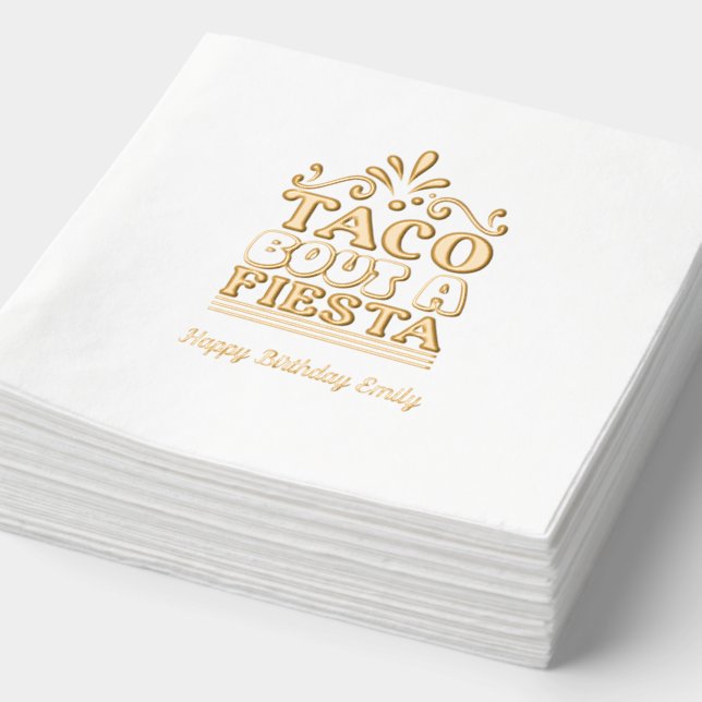 Servilletas Con Brillo Taco Bout un Relieve metalizado dorado Fiesta Napk (Detalle)