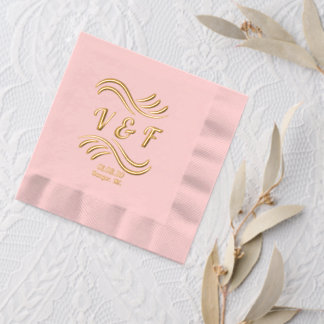 Servilletas Con Brillo Texto de boda elegante y líneas ornamentales