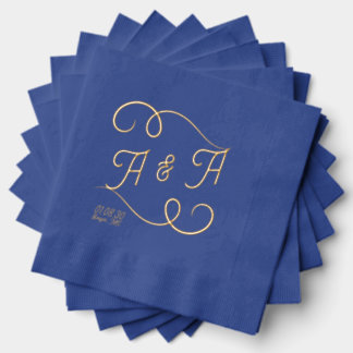 Servilletas Con Brillo Texto de boda elegante y líneas ornamentales