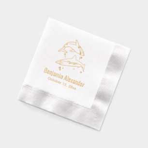 Servilletas Con Brillo Tiburones Blancos Tema Oceánico Nombre Fecha