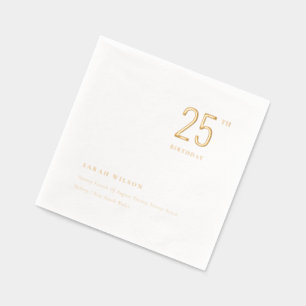 Servilletas Con Brillo Tipografía Minimalista Elegante Cumpleaños Persona