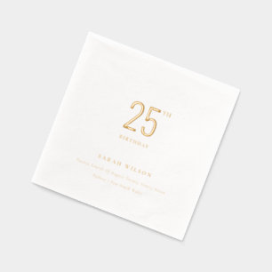 Servilletas Con Brillo Tipografía Minimalista Elegante Cumpleaños Persona