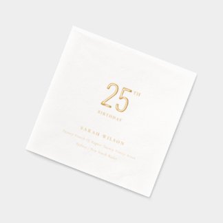 Servilletas Con Brillo Tipografía Minimalista Elegante Cumpleaños Persona