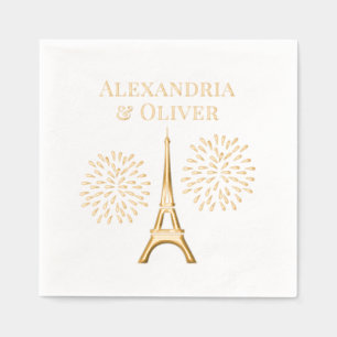 Servilletas Con Brillo Torre Eiffel #1 Silhouette Fireworks Parejas Nombr
