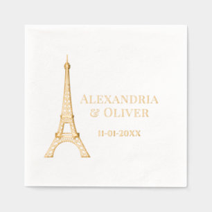 Servilletas Con Brillo Torre Eiffel #2D Pareja Boda Francia