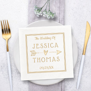 Servilletas Con Brillo Typografía de moda Love Heart & Arrow Boda