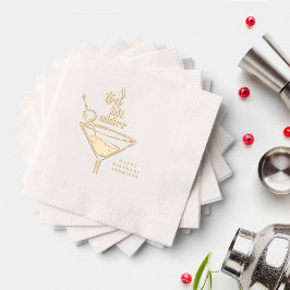 Servilletas Con Brillo Un poco más viejo Martini cumpleaños oro blanco
