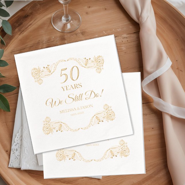 Servilletas Con Brillo "We Still Do" 50th Wedding Anniversary Floral (Subido por el creador)
