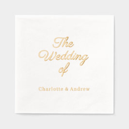 Servilletas Con Brillo White gold script luxury Wedding 