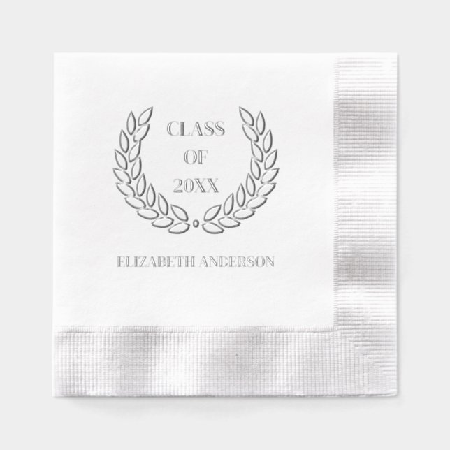 Servilletas Con Brillo Wreath of Leaves Graduación Relieve metalizado Nap (Anverso)