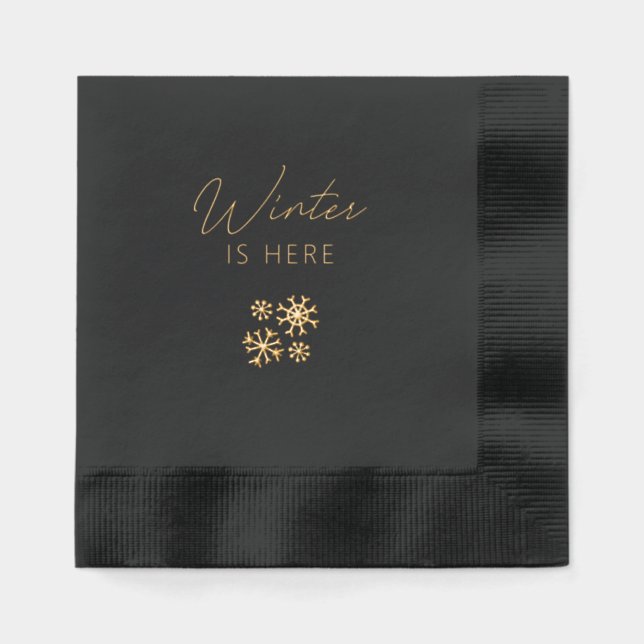 Servilletas Con Brillo Xmas Chic Black & Gold Foil Stamped Napkins (Anverso)