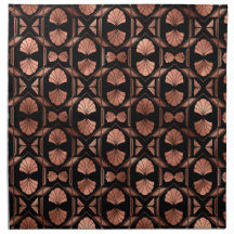 Servilletas de tela Art Déco de oro rosa y negro p