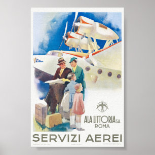 Servizi Aerei Ala Littoria Póster Vintage 1937