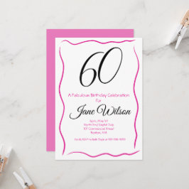 Sesenta y fabuloso Invitación Chic Rosa y Negro