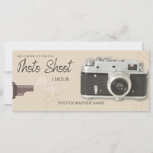 Sesión de fotos, tarjeta de regalo de toma de foto