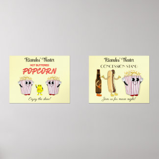 Set 14 x 11 Art Prints Movie Theater Concession 