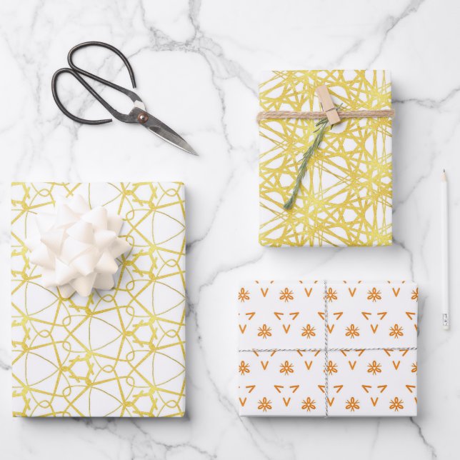 set 3 papel para envolver regalo, Elegante y moder (Anverso)