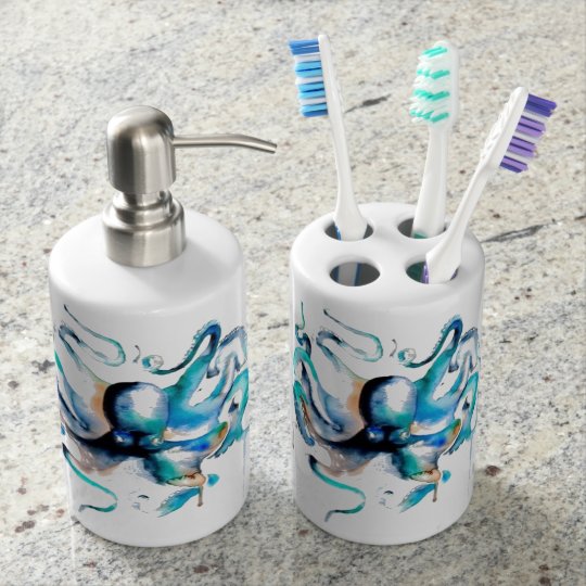 Set De Baño Sistema original del baño del pulpo de la acuarela