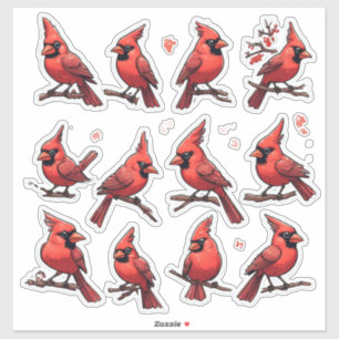 Set de Calcomanías de Cardenal Rojo – Adorno de Li