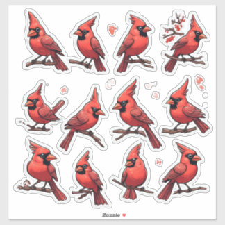 Set de Calcomanías de Cardenal Rojo – Adorno de Li