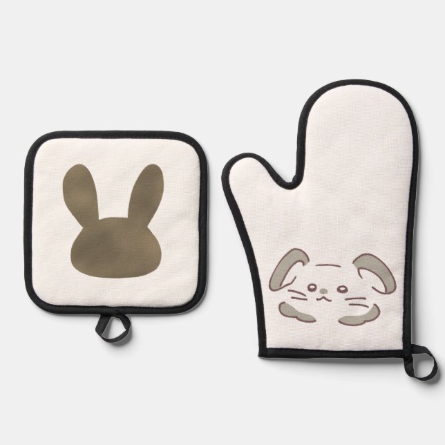 SET DE MANOPLAS くすみグレーカラーうさぎの (Anverso)