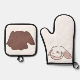 SET DE MANOPLAS フェミニンで牧歌的なピンクうさぎ