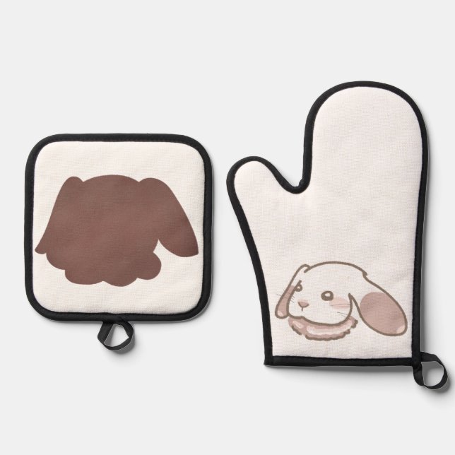 SET DE MANOPLAS フェミニンで牧歌的なピンクうさぎ (Anverso)