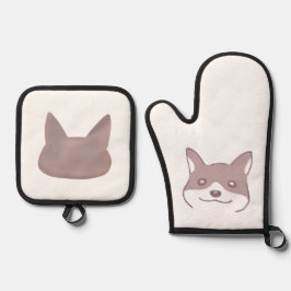 SET DE MANOPLAS 穏やかな茶色の犬デザイン