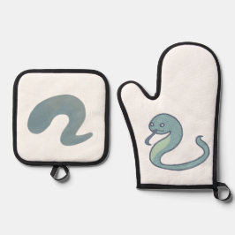 SET DE MANOPLAS 青々とした緑の可愛いへび