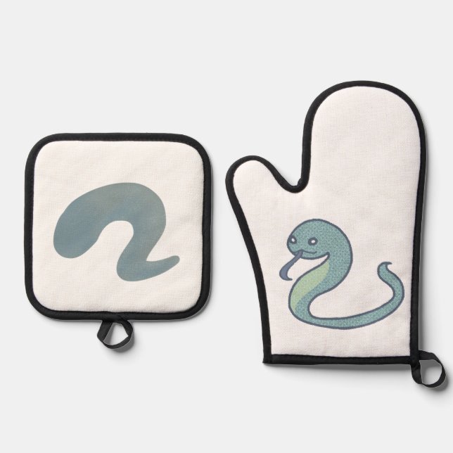 SET DE MANOPLAS 青々とした緑の可愛いへび (Anverso)