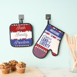 Set De Manoplas 4 de julio Bandera de Estados Unidos Tierra de Lib