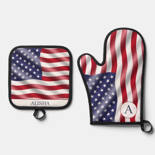 Set De Manoplas 4 de julio: Personalizado de la Bandera de Estados (Anverso)