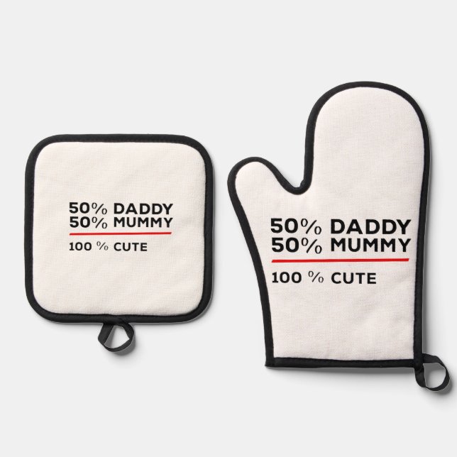 Set De Manoplas 50% Papi 50% Mami 100% Cute (Anverso)