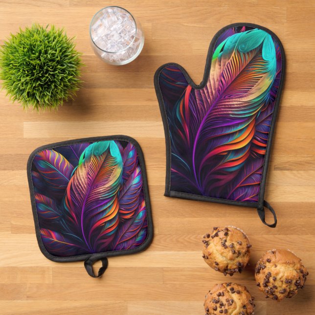 Set De Manoplas 70s 60s Psychedelic Feathers  (De arriba hacia abajo)