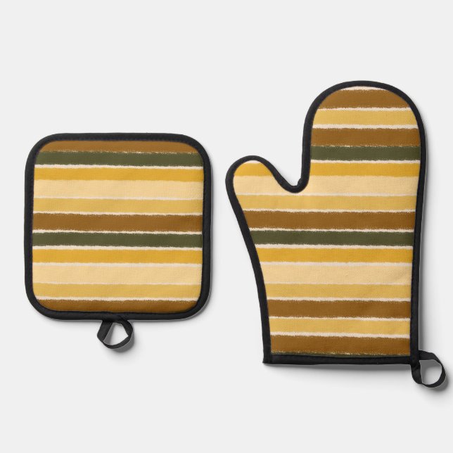Set De Manoplas A través de las líneas Oven Mitt y Pot Holders (Anverso)