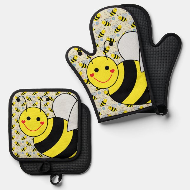 Set De Manoplas Abeja de burbujas con patrón (Anverso/Reverso)
