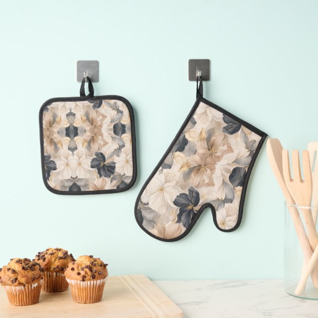 Set De Manoplas Abstracción floral artística premium (Insitu (colgante))