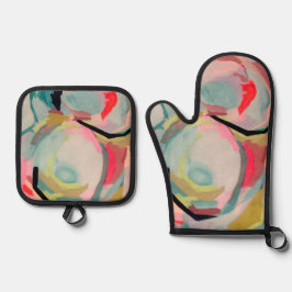 Set De Manoplas Abstract Fluro Acrylic Painting  