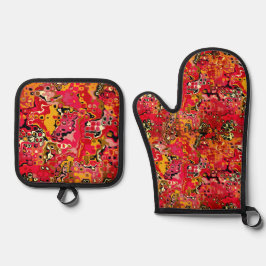 Set De Manoplas Abstract Shapes in Red