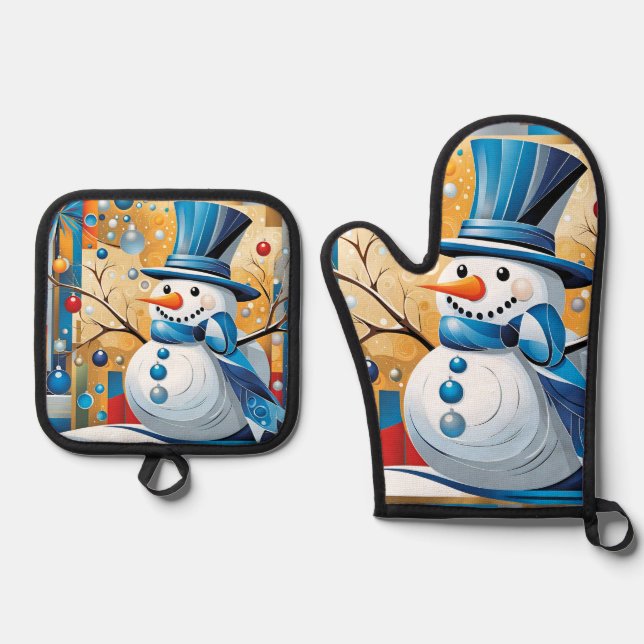 Set De Manoplas Abstract Snowman (Anverso)