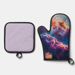 Set De Manoplas Abstract Space Nebula Art - Colorful Cosmic